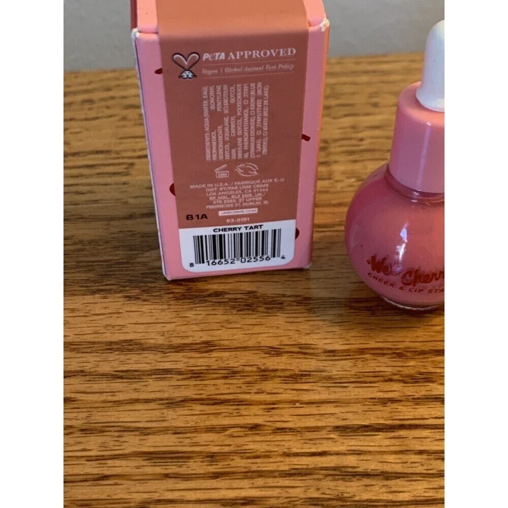 (2) Lime Crime Wet Cherry Cheek Lip Stain CHERRY TART CHERRY PUDDING New/NIB SET